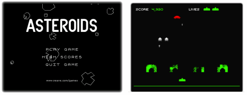 La premi&egrave;re version de Space Invader et Asteroid